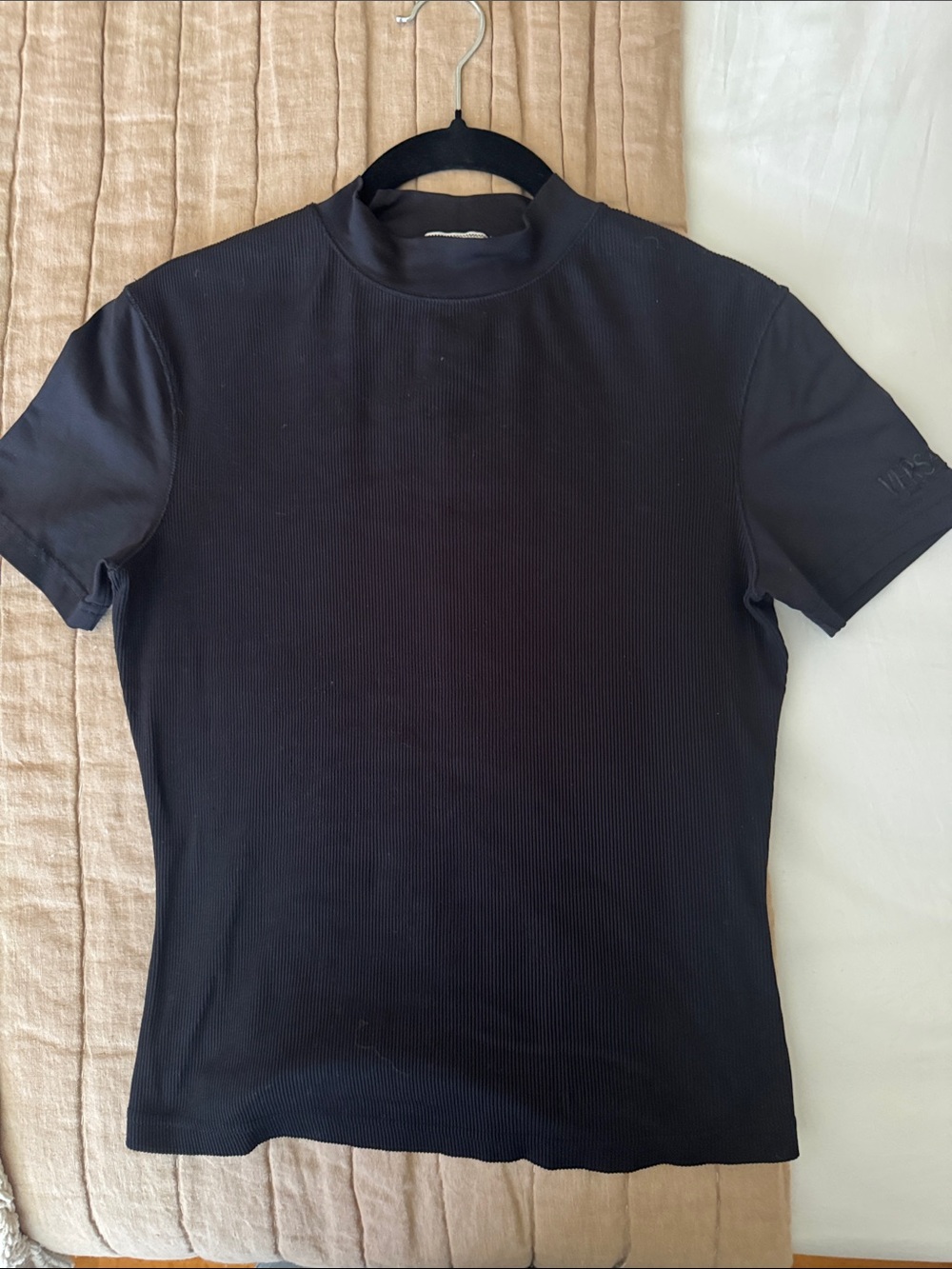 Versace Black Short-Sleeve Mock Neck Tee